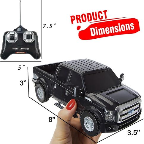 شاحنة بيك اب RC Ford F-350 Super Duty، مرخصة رسميًا كاملة الوظائف وراديو R/C بجهاز تحكم عن بعد، سيارة أصلية بمقياس 1:28 (أسود) in Saudi Arabia
