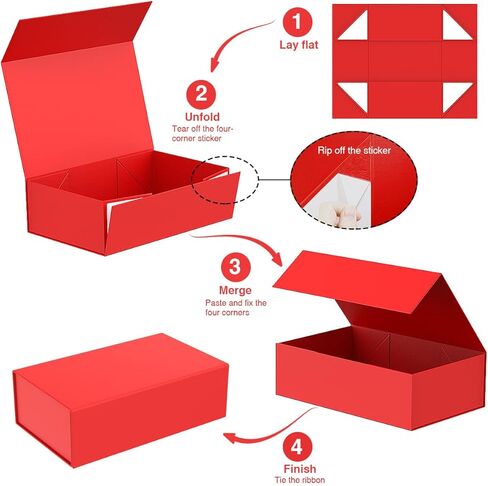 MOZRRO Gift Box with Lids, 9.85 x 5.95 x 3.15 In Magnetic Closure Gift Boxes for Gift Packaging, Gift Box for Christmas,Mothers Day,Fathers Day,Graduations,Weddings,Birthdays Gifts in Kuwait