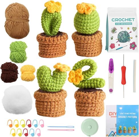 زوكون مجموعة كروشيه للمبتدئين، مجموعة كروشيه مكونة من 4 قطع مع تعليمات خطوة بخطوة ودروس فيديو تعليمية، مجموعة كروشيه للمبتدئين، مجموعة كاملة للمبتدئين (منتج حاصل على براءة اختراع) in Kuwait