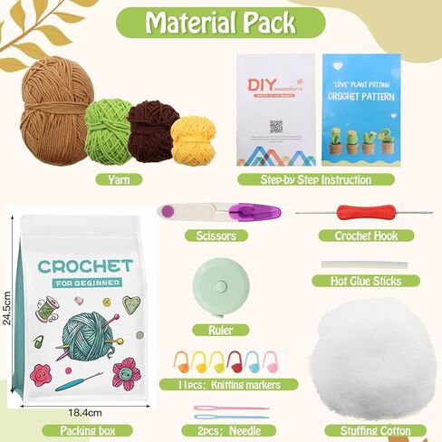 زوكون مجموعة كروشيه للمبتدئين، مجموعة كروشيه مكونة من 4 قطع مع تعليمات خطوة بخطوة ودروس فيديو تعليمية، مجموعة كروشيه للمبتدئين، مجموعة كاملة للمبتدئين (منتج حاصل على براءة اختراع) in Kuwait