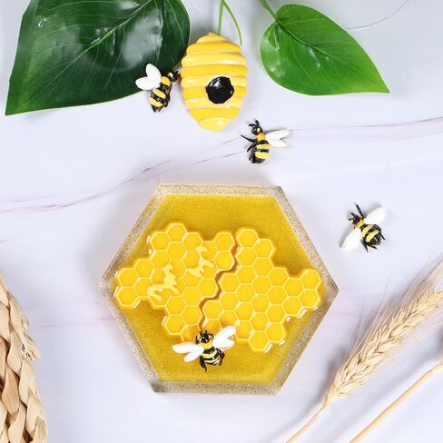 FUNSHOWCASE Honeybee Silicone Mold Beehive Honey Bee Honeycomb Drip Edging Frame 12 Cavity for Resin Casting Epoxy Coaster Polymer Clay Jewelry Making Craft Fondant Cake Decor Candy Melt Sugarcraft in Saudi Arabia