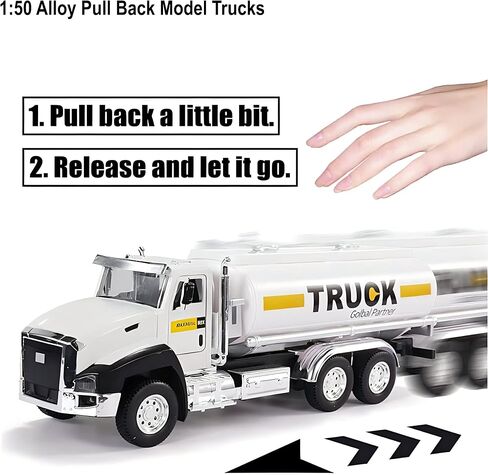 3 Pack City Diecast Semi Trucks Transport Set - Big Toy Garbage Truck, Oil Tanker, & Transport Vehicle Toy with Pull Back Action - 1/50 Scale Metal Collectible Model Alloy Car Vehicles in Saudi Arabia