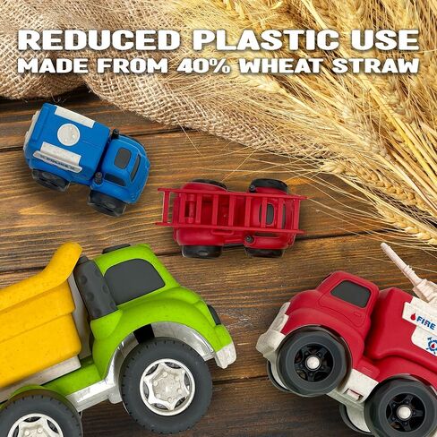 Zing Plantastic City Vehicles - Double Pack (Small Size) - Cement Mixer and Dump Truck - Made from 40% Wheat Straw Material – Pretend Play Toy for Age 3 and Up in Saudi Arabia