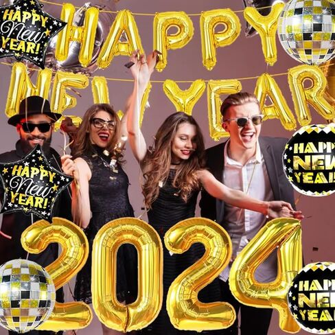 2024 حفلة رأس السنة الجديدة الديكور الذهب احباط عدد بالونات 2024 السنة الجديدة بالونات عدد كبير بالون ل 2024 ليلة رأس السنة الجديدة لوازم الحفلات in Kuwait