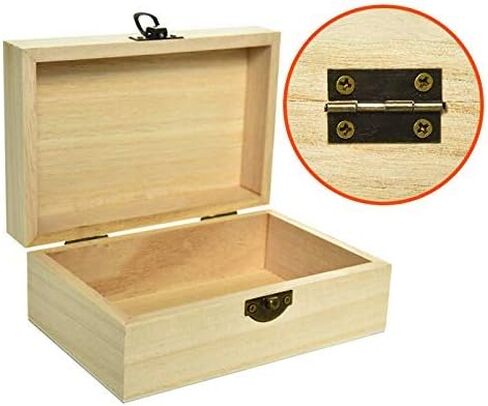 Rocinha 6pcs Large Unfinished Wooden Box Rectangle Keepsake Box Stash Boxes with Hinged Lid for DIY Easter Arts Hobbies, Jewelry,6x4x2.3Inch in Kuwait