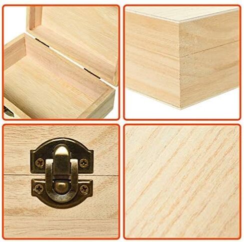 Rocinha 6pcs Large Unfinished Wooden Box Rectangle Keepsake Box Stash Boxes with Hinged Lid for DIY Easter Arts Hobbies, Jewelry,6x4x2.3Inch in Kuwait