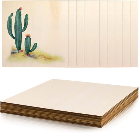 بيركور 10 قطع مقاس 12 × 12 انش من الخشب الرقائقي، الواح خشب الزيزفون الفاخرة، الواح خشبية غير مكتملة لنماذج الواح خشبية ذاتية الصنع والفنون والحرف اليدوية والمشاريع المدرسية in Kuwait