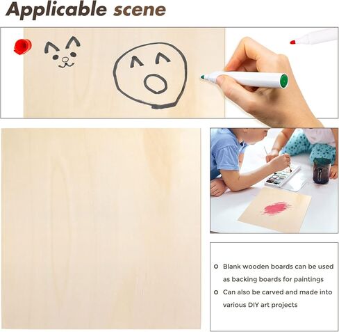 بيركور 10 قطع مقاس 12 × 12 انش من الخشب الرقائقي، الواح خشب الزيزفون الفاخرة، الواح خشبية غير مكتملة لنماذج الواح خشبية ذاتية الصنع والفنون والحرف اليدوية والمشاريع المدرسية in Kuwait