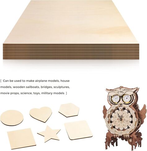 بيركور 10 قطع مقاس 12 × 12 انش من الخشب الرقائقي، الواح خشب الزيزفون الفاخرة، الواح خشبية غير مكتملة لنماذج الواح خشبية ذاتية الصنع والفنون والحرف اليدوية والمشاريع المدرسية in Kuwait