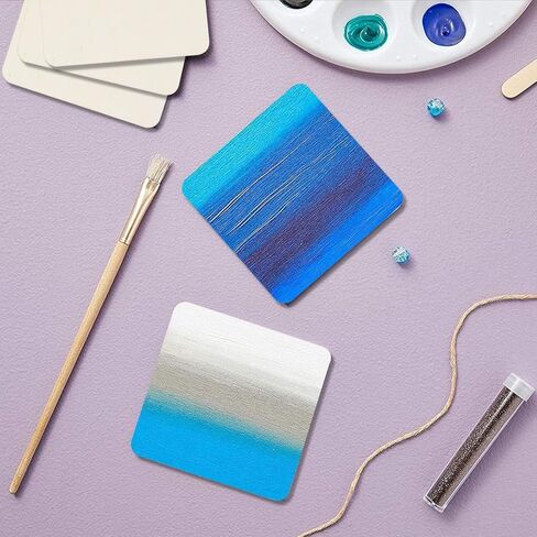 60 قطعة من ISUSSER 10.16 سم × 10.16 سم، قطع خشبية فارغة للطلاء، الوقايات والمشروع الفني DIY ، والتلطيخ والديكورات in Kuwait