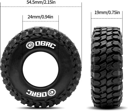 OGRC Super Soft 1.0 Crawler Tires All Terrain Tires for SCX24 C10/JLU/Bronco/Gladiator/Deadbolt/FCX24 1/24 Crawler Upgrades，54 * 19mm in Saudi Arabia
