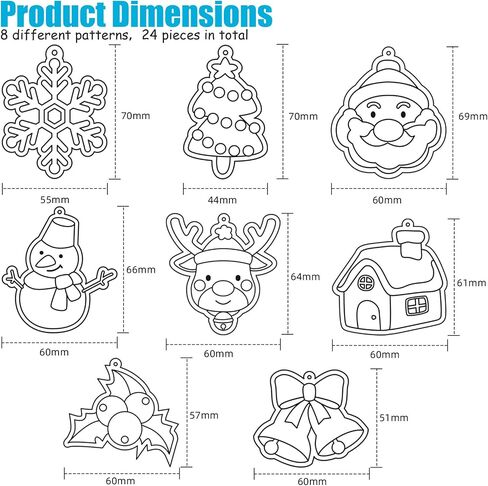 WILLBOND 24 Pieces Christmas Suncatchers Craft Assorted Sun Catcher Kits for Art Window Sun Catchers with 24 Pieces Suction Cups for Painting Crafts Christmas Home Decor Supplies in Saudi Arabia