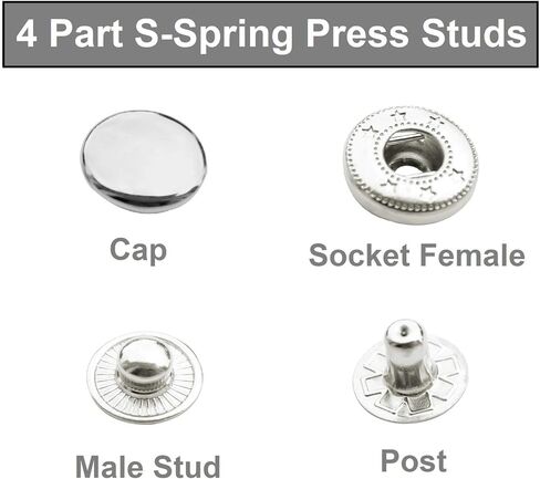 مجموعة Trimming Shop مكونة من 10 مسامير ضغط مكونة من 4 أجزاء باللون الفضي - مشابك زنبركية مقاس 15 ملم باللون البني in Kuwait