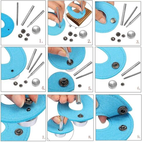 مجموعة Trimming Shop مكونة من 10 مسامير ضغط مكونة من 4 أجزاء باللون الفضي - مشابك زنبركية مقاس 15 ملم باللون البني in Kuwait