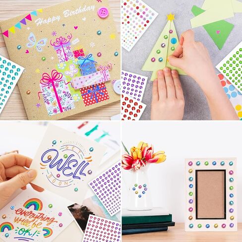 2640 قطعة من ملصقات حجر الراين من كولوفيس، 14 لونًا و4 أحجام من ملصقات الأحجار الكريمة وملصقات اللؤلؤ الملونة البيضاء مع ملقط للفنون والحرف اليدوية والمكياج وتزيين فن الأظافر in Kuwait