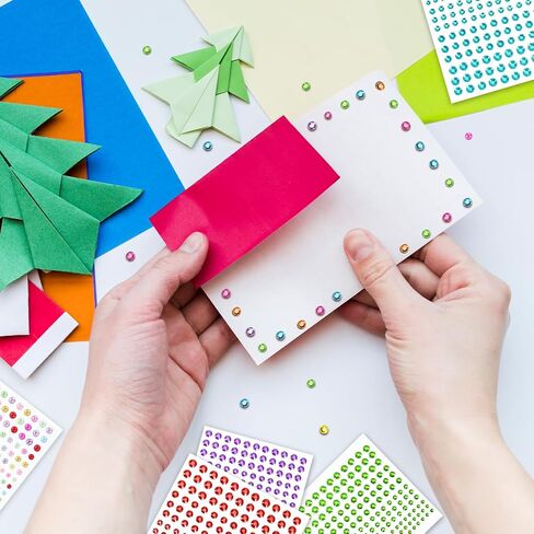 2640 قطعة من ملصقات حجر الراين من كولوفيس، 14 لونًا و4 أحجام من ملصقات الأحجار الكريمة وملصقات اللؤلؤ الملونة البيضاء مع ملقط للفنون والحرف اليدوية والمكياج وتزيين فن الأظافر in Kuwait