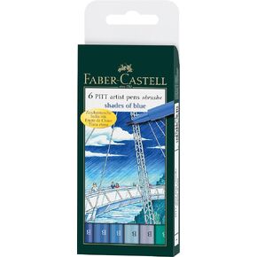 Faber-Castell Pitt Artists Shades of Blue Pen Brush (Wallet of 6) in Kuwait