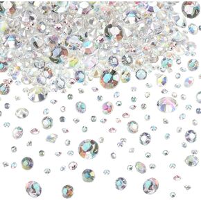 Hicarer 4000 Pieces Clear Diamonds Crystals Acrylic Gems Wedding Table Scattering Gemstones Christmas Party Decorations Bridal Shower Masquerade Vase Fillers (Clear,6 mm)