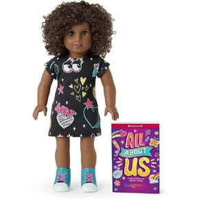 American Girl Truly Me 18-inch Doll #122 with Brown Eyes, Dark-Brown Hair w/Highlights, Tan Skin, T-shirt Dress, For Ages 6+
