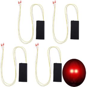 4 Pcs Halloween Glowing LED Light Up Eyes for Mask Cosplay Laser Eyes with Battery Box, Battery Not Included(Red Light) in Kuwait