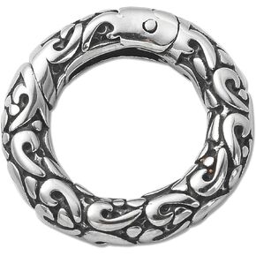 Stiesy 1 Piece 316 Surgical Stainless Steel Textured Spring Gate Rings Antique Silver O Rings Buckle for Handbag Purse Keychain