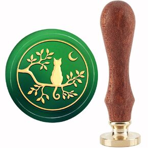 CRASPIRE Crow Wax Seal Stamp Halloween Sealing Wax Stamps Moon Vintage 30mm Removable Brass Head Sealing Stamp with Wooden Handle for Wedding Invitations Halloween Envelope Wrap