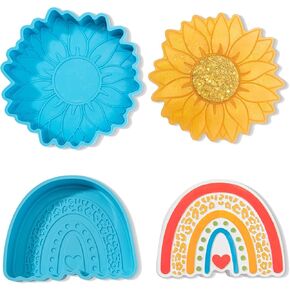 قطعتان من قوالب فريشي، قوالب سيليكون عباد الشمس للخبز الطازج الآمن في الفرن، خرز عطري للسيارة، قوالب سيليكون لصنع صابون قوس قزح، قوالب شموع، مجموعة ديكور من راتنجات الإيبوكسي DIY in Kuwait