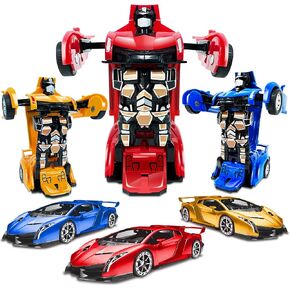 AMENON 3 Pack Transform Toys Robot Car Toys for Boys, 1:36 Automatic Deformation Push and Go Car Vehicle Toy Race Car for Kids Birthday Gifts in Kuwait