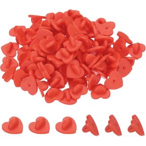 PATIKIL Rubber Pin Backs Heart Shape Lapel Pin Backing Brooch Holder Decorative Accessories for Uniform Badge Hat Tie