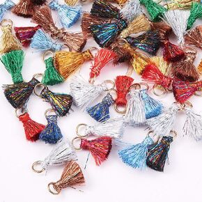 DanLingJewelry 100 pcs Random Color Mini Tassels with Metallic Cord DIY Craft Supplies Jewelry Polyeter Tassels Pendants for Jewelry Making 10-15mm in Kuwait