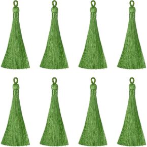 شرابات HARFINGTON المرجعية - 8 قطع 3.66 بوصة شرابة صغيرة ناعمة حريرية مع حلقات لتخرج سلسلة مفاتيح مصنوعة يدويًا من إكسسوارات الحرف اليدوية، أحمر نبيذي in Kuwait