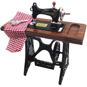 Miniature Furniture Dollhouse Accessories Sewing Machine 1:12 Scale Retro Furniture Table Decor Vintage Tailor Treadle Vintage Decoration Life Scene Ornament (B)