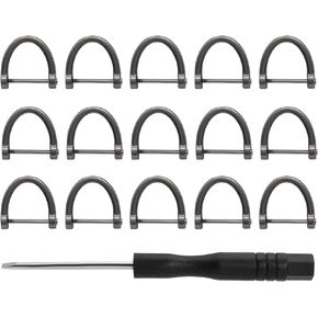 D-Rings, 15 Pcs U Shape D Ring 17mm Inner Width Screw in Shackle Semicircle with Small Screwdriver, Horseshoe Shape D Ring for DIY Leather Craft Accessories, Gold + Silver + Matte Gun Black