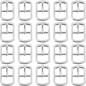 Framendino, 20 Pack Silver Rectangular Metallic Single Prong Pin Shoes Buckles Metal Roller Buckles Hardware Pin Buckle for Shoes Bags Leather Belt in Kuwait