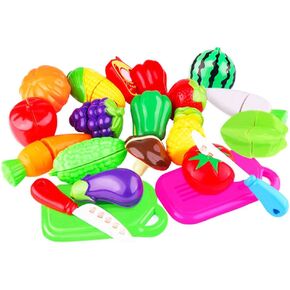 سينرايدا 20 قطعة من العاب المطبخ الممتعة لتقطيع الفاكهة والخضروات للاطفال، مجموعة طعام تعليمية للاطفال البنات والاولاد العاب طعام تظاهرية (20 قطعة من العاب الفاكهة والخضروات) in Kuwait