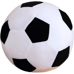Fluffy Stuffed Toy Soccer Ball Plush Pillow Soft Durable Stuff Soccerball Gift for Kids Boy Baby (Black -White,7.8inch/20cm)