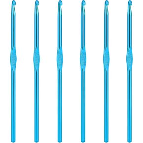 6Pcs 5mm Aluminum Crochet Hook, Knitting Needles Craft Yarn, Crochet Hook for DIY Craft, Gold Crochet Needles for Knitting Scarf(Blue)
