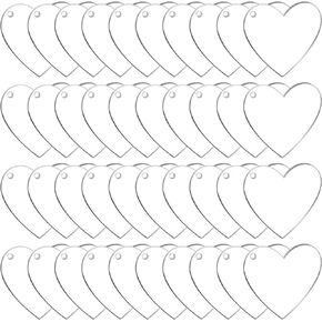obmwang 60 Pack 2 Inch Acrylic Heart Keychain Blanks Acrylic Hearts Discs with Hole 1/8 inch Thick for DIY Keychain, Vinyl Projects, Gift Tags, Valentine's Day Ornaments in Saudi Arabia