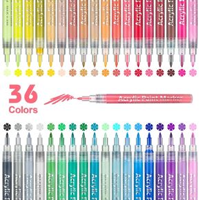 أقلام طلاء أكريليك 36 لونًا من CeleMoon لطلاء الصخور والزجاج والحجر والسيراميك والخشب والنسيج والقماش واللوازم الفنية - رأس رفيع جدًا 0.7 مم لصناعة الحرف اليدوية على شكل بيضة عيد الفصح in Kuwait