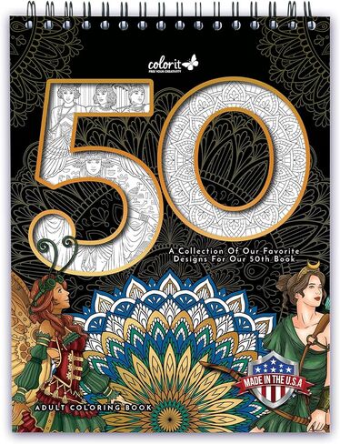 كتاب تلوين للبالغين 50 ملبوس حلزوني، 50 تصميماً أصلياً مع صفحات مثقبة، غلاف كتاب مقوى مسطح، ورق حبر منفوخ | للفنون والحرف اليدوية، كتب تلوين لاسترخاء البالغين in Kuwait