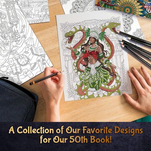 كتاب تلوين للبالغين 50 ملبوس حلزوني، 50 تصميماً أصلياً مع صفحات مثقبة، غلاف كتاب مقوى مسطح، ورق حبر منفوخ | للفنون والحرف اليدوية، كتب تلوين لاسترخاء البالغين in Kuwait