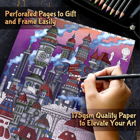 كتاب تلوين للبالغين 50 ملبوس حلزوني، 50 تصميماً أصلياً مع صفحات مثقبة، غلاف كتاب مقوى مسطح، ورق حبر منفوخ | للفنون والحرف اليدوية، كتب تلوين لاسترخاء البالغين in Kuwait