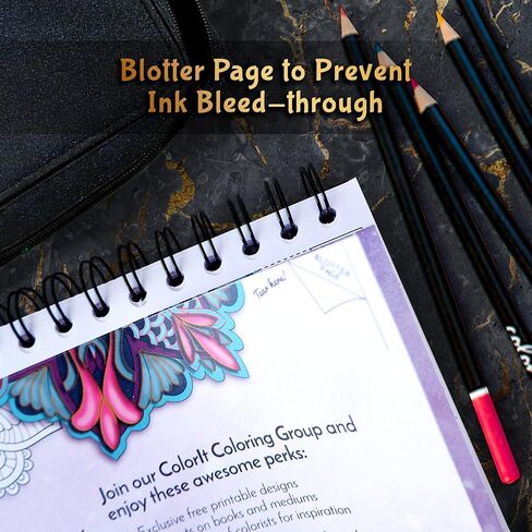 كتاب تلوين للبالغين 50 ملبوس حلزوني، 50 تصميماً أصلياً مع صفحات مثقبة، غلاف كتاب مقوى مسطح، ورق حبر منفوخ | للفنون والحرف اليدوية، كتب تلوين لاسترخاء البالغين in Kuwait