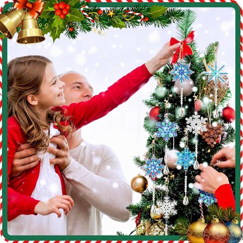UPINS Winter Christmas Snowflake Diamond Art Painting Kits, 8 Pcs 5D DIY Double Sided Diamond Art Crystal Pendant Wind Chimes Hanging Ornaments for Christmas Tree Home Garden Decor in Saudi Arabia