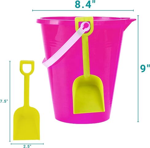 4E's Novelty 9" Large Sand Bucket with Shovel [12 Pack Bulk] Beach Buckets - Beach Toys for Kids & Toddlers, Party Favors Holders in Saudi Arabia