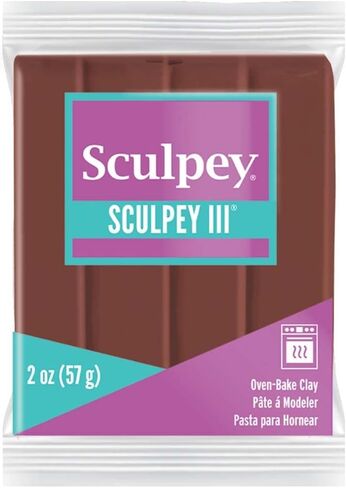 Sculpey III® Polymer Oven-Bake Clay, Chocolate, Non Toxic, 2 oz. bar, Great for modeling, sculpting, holiday, DIY, mixed media and school projects.Perfect for kids & beginners! in Saudi Arabia