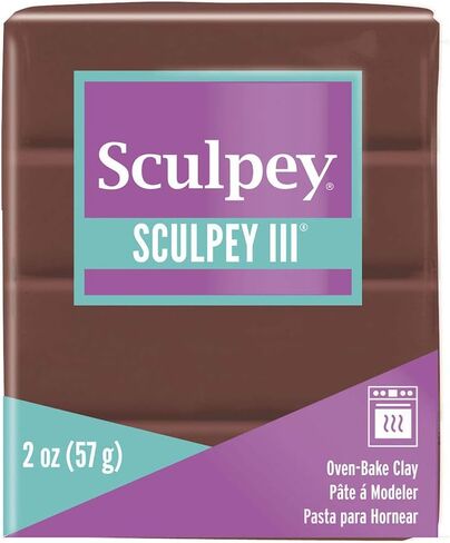 Sculpey III® Polymer Oven-Bake Clay, Chocolate, Non Toxic, 2 oz. bar, Great for modeling, sculpting, holiday, DIY, mixed media and school projects.Perfect for kids & beginners! in Saudi Arabia