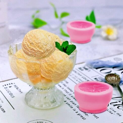 AIFUDA Candle Making Mould, 2 Pcs 3D Ice Cream Ball Shape Molds and 2 Pcs Half Chocolate Shape Soap Molds, for DIY Candle, Soap, Bath Bomb, Beeswax, Cake Decoration in Saudi Arabia