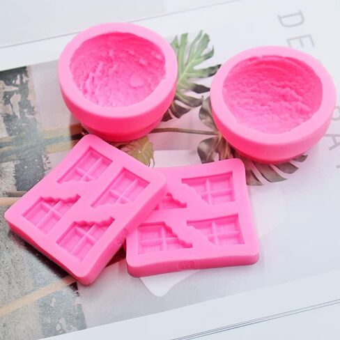 AIFUDA Candle Making Mould, 2 Pcs 3D Ice Cream Ball Shape Molds and 2 Pcs Half Chocolate Shape Soap Molds, for DIY Candle, Soap, Bath Bomb, Beeswax, Cake Decoration in Saudi Arabia