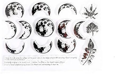 Phases of The Moon Leaves Sentiments Sayings Phrase Moon Background Clear Stamp for Card Making Decoration and Scrapbooking 11x16cm in Saudi Arabia